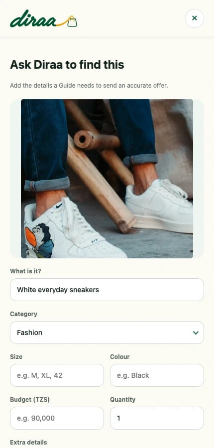 Diraa demonstration screen: Create a request from an online image