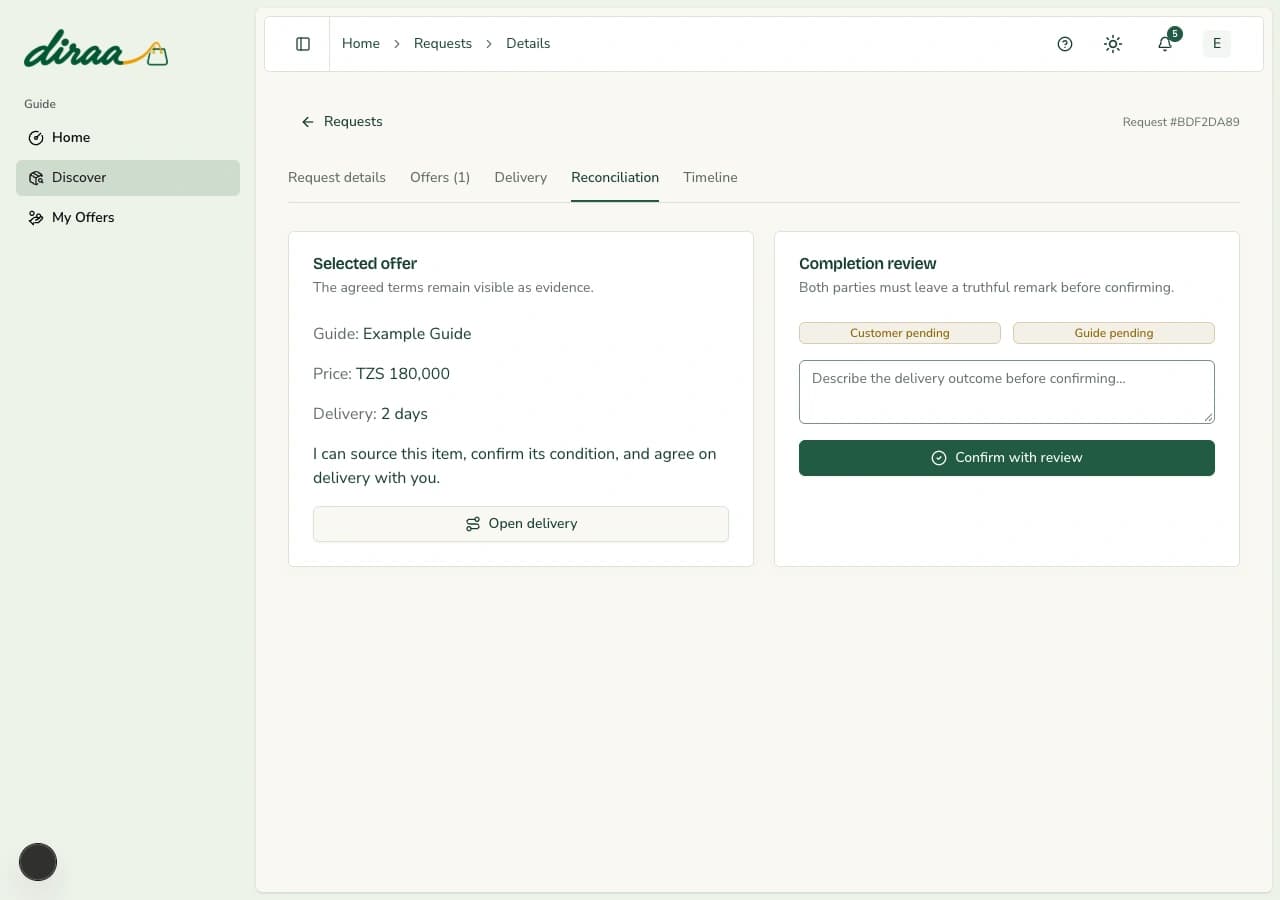 Diraa demonstration screen: Confirm fulfilment honestly